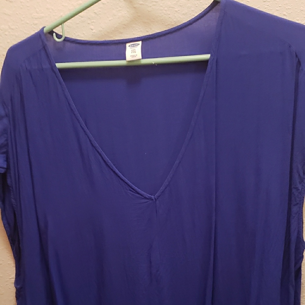 Blue V-neck blouse